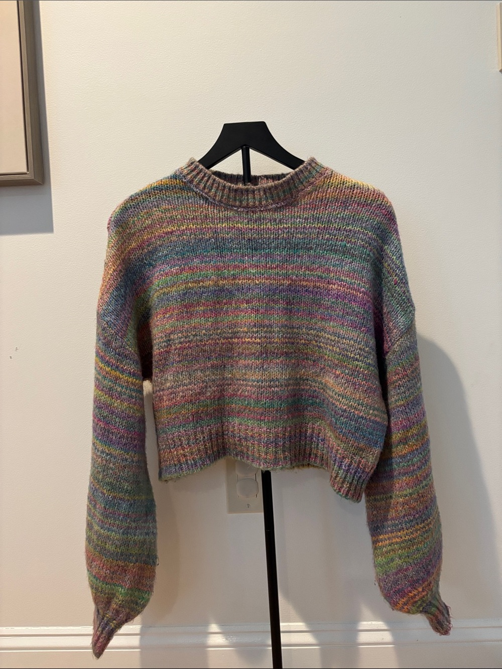 Urban Outfitters Pastel Multicolor Cropped Crewneck Sweater